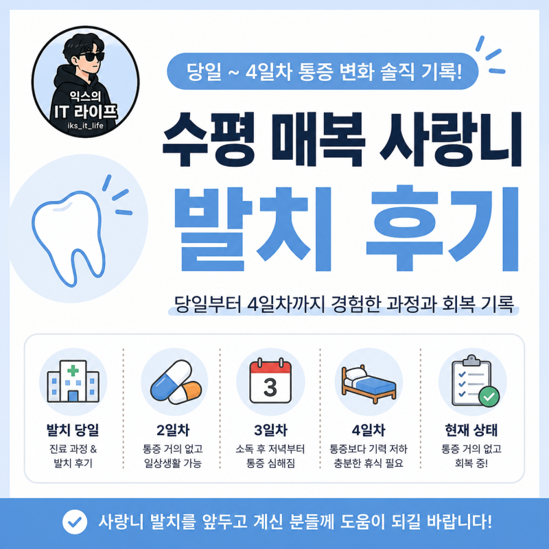 [6월 일상] 수평 매복 사랑니 발치 후기｜당일~4일차 통증 변화 기록