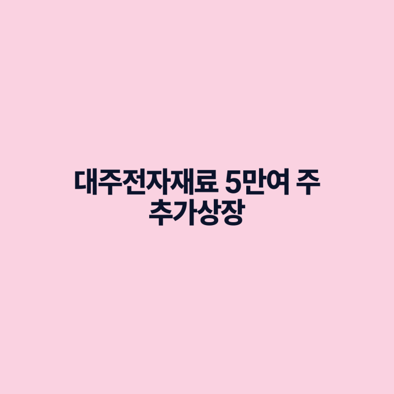 대주전자재료 5만여 주 추가상장과 전환사채 장외 매수... 투자자가 체크할 가치 변화