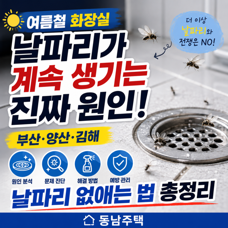 여름철 화장실 날파리가 계속 생기는 진짜 원인! 부산·양산·김해 날파리 없애는 법 총정리