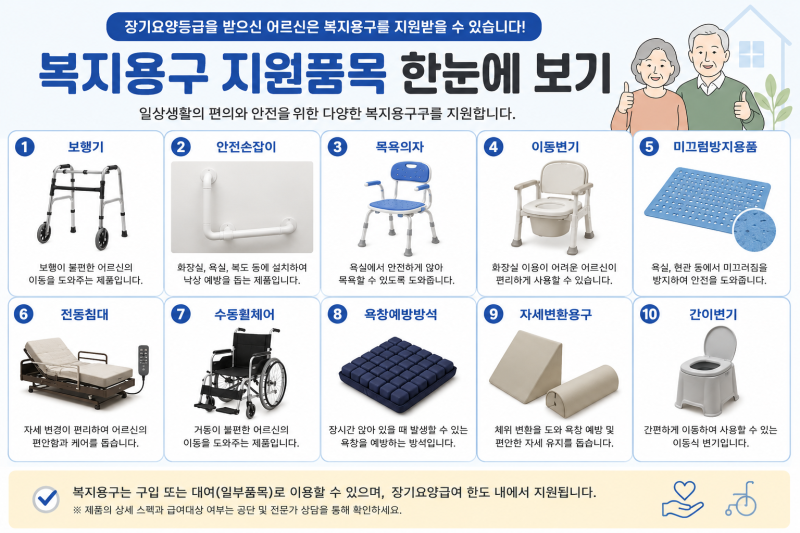장기요양 복지용구 종류 총정리｜어떤 품목을 지원받을 수 있을까?