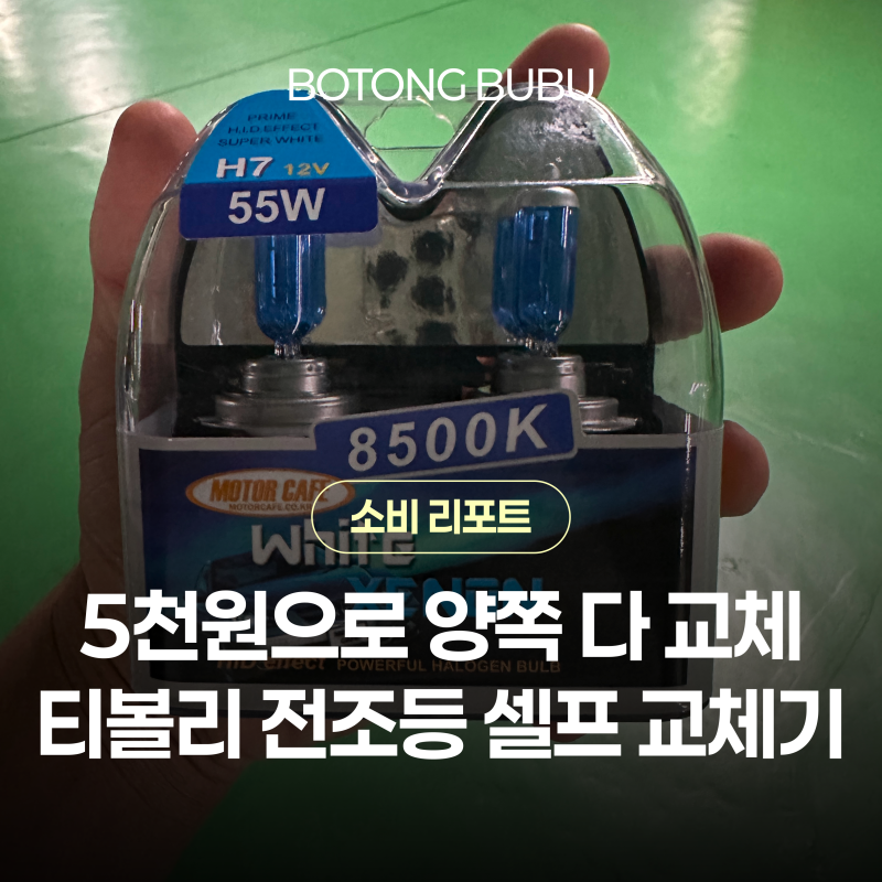 티볼리 전조등 셀프 교체 웰라이트 제논화이트 H7 할로겐램프 5천원 후기