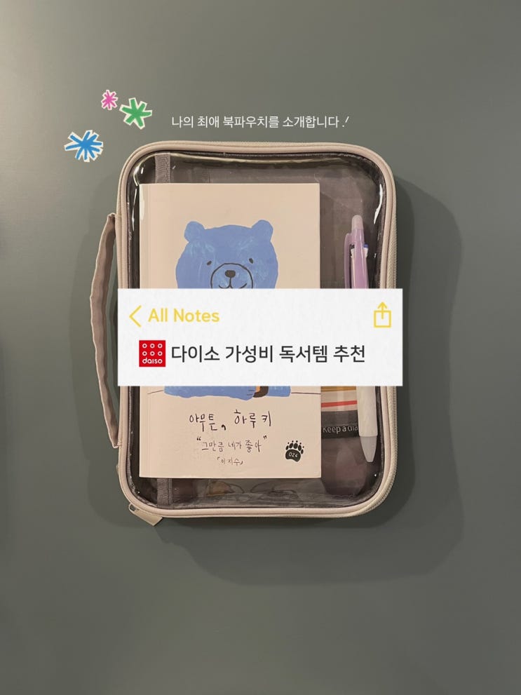  다이소 3천 원 가성비 독서템 추천 | 책 좋아하는 사람의 외출 독서를 위한 투명 북파우치 & 토마토 북커버