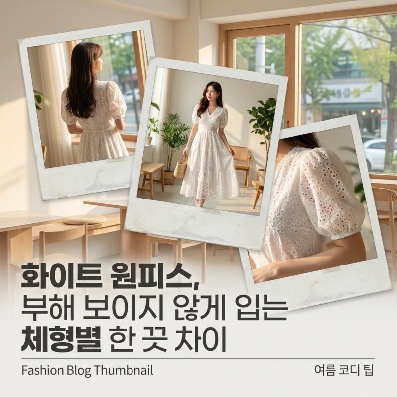 청순한 여름 화이트 원피스 체형별 펀칭 디자인으로 팔뚝살 하체통통 고민 해결