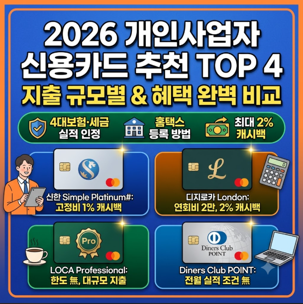 2026 개인사업자 신용카드 추천 비교 홈택스 사업용 카드 등록 방법