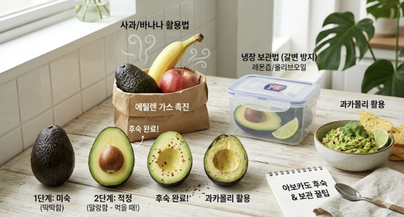 돌덩이 아보카도, 하루 만에 말랑하게! 실패 없는 아보카도 후숙·보관 꿀팁 총정리
