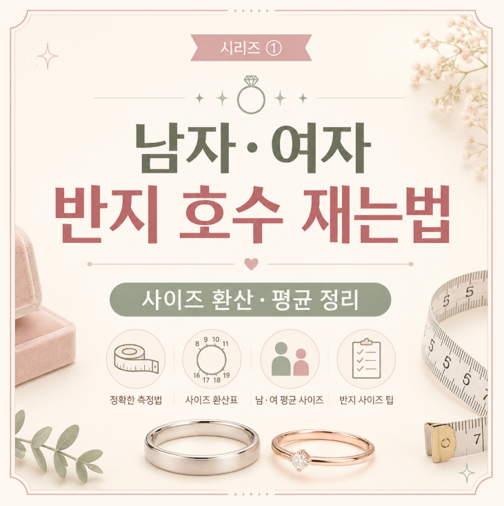 남자,여자 반지 호수 재는법+ 사이즈 환산,평균