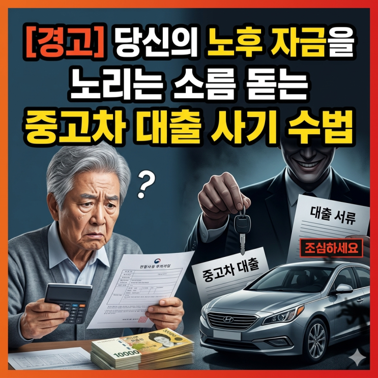  [경고] 당신의 노후 자금을 노리는 소름 돋는 중고차 대출 사기 수법