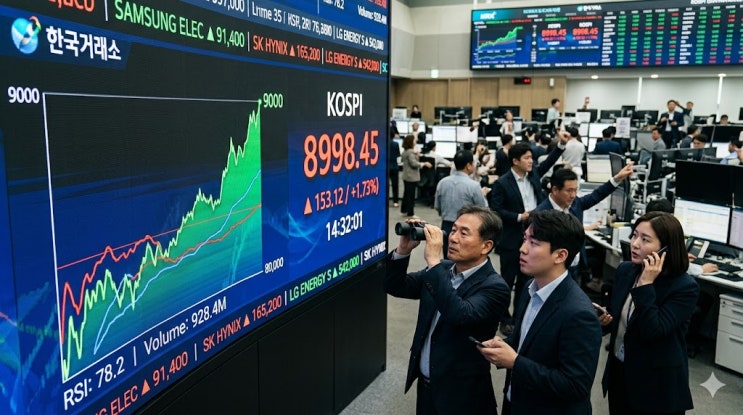 <b>코스피 9000선</b> 앞두고 조정 : 미국 반도체주 하락·FOMC... 