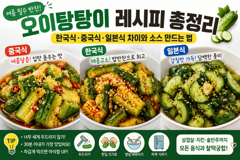 오이탕탕이 레시피 총정리｜한국식·중국식·일본식 차이와 소스 만드는 법