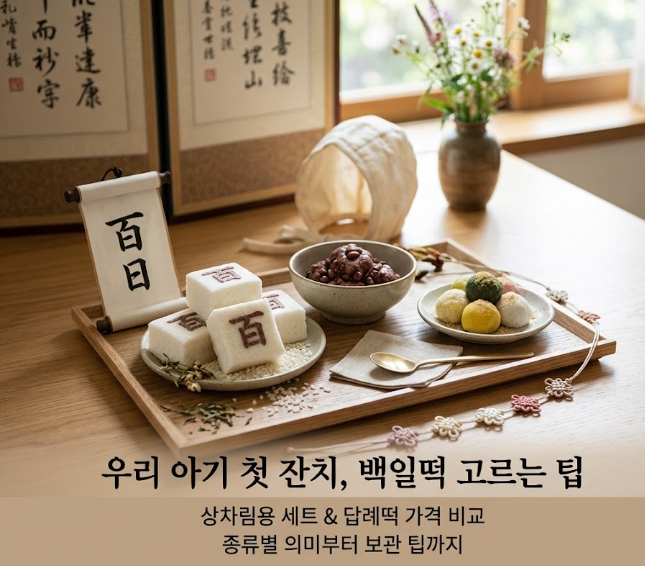 백일떡 세트 종류 가격 비교 및 상차림 답례떡 고르는 팁 (수수팥떡 백설기 경단)
