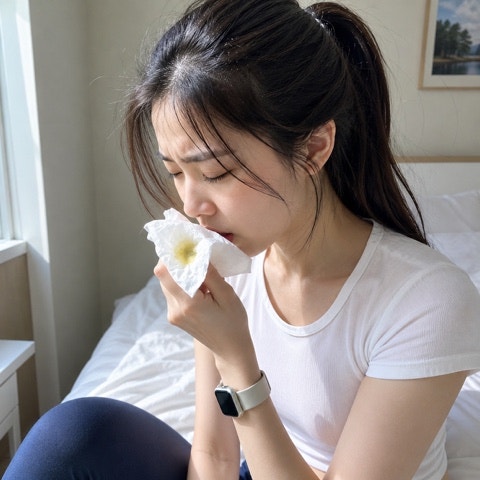 노란가래 덩어리 나오는 원인, 감기 기관지염 확인 증상