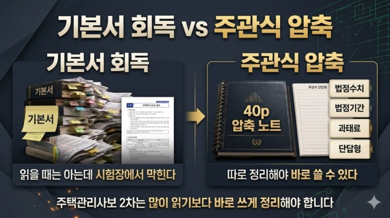 주택관리사 1차 후 2차 준비｜객관식 공부법으로는 주관식에서 막히는 이유