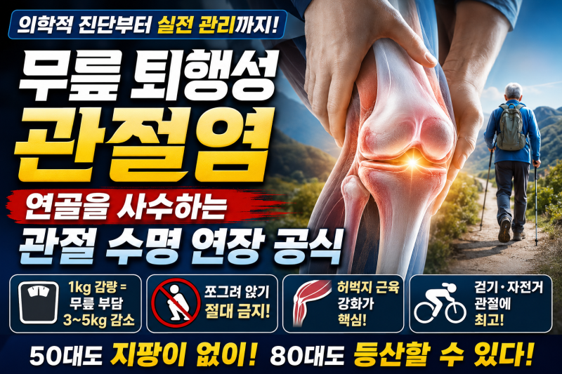 무릎 퇴행성 관절염, 연골을 사수하는 의학적 진단과 관절 수명 연장 공식