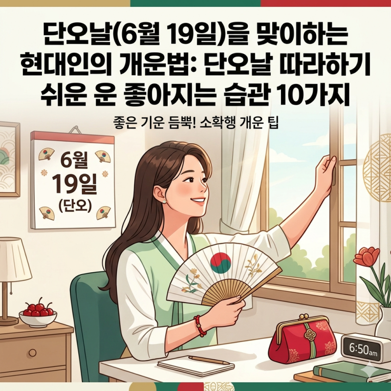 단오날(6월 19일)을 맞이하는 현대인의 개운법: 단오날 따라하기 쉬운 운 좋아지는 습관 10가....