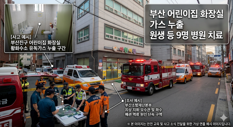<b>부산</b> <b>부산</b>진구 <b>어린이집</b> 화장실서 황화수소 추정 <b>가스 누출</b>... 