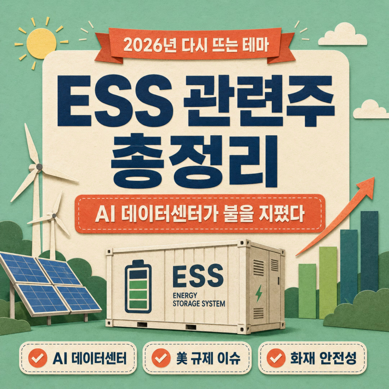 ESS 관련주 총정리, 2026년에 다시 뜨는 이유 (AI 데이터센터·美 중국산 규제 이슈까지)