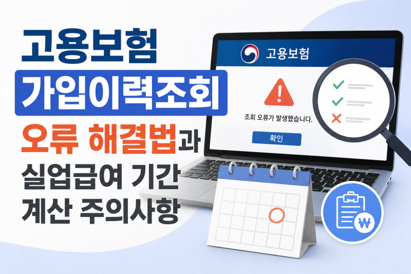 고용보험 가입이력조회 오류 해결법과 실업급여 기간 계산 주의사항