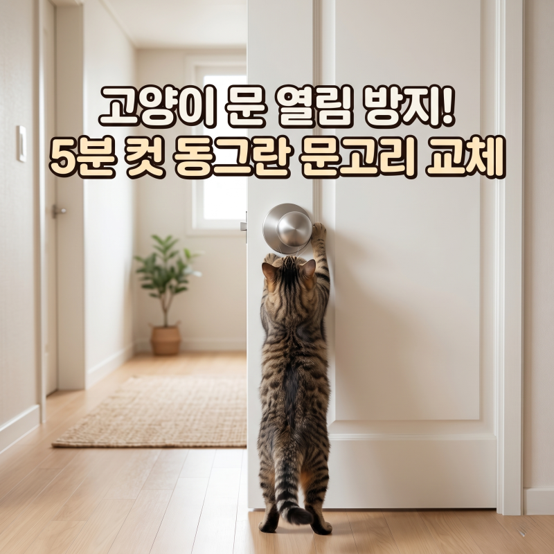 고양이가 자꾸 화장실 문을 연다면? 5분 만에 해결하는 동그란 문고리 교체방법!