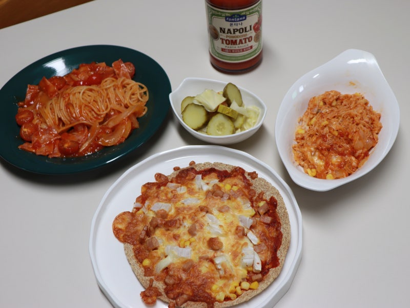 베이컨 토마토 스파게티 만들기 리조또 피자까지 함께 즐긴 폰타나 토마토소스