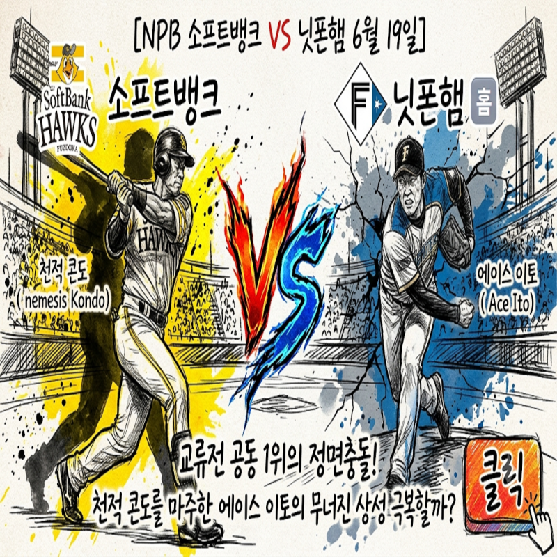 [NPB 소프트뱅크 VS 닛폰햄 6월 19일] '완봉승' 오츠 vs '복수혈전' 이토, 8전 전패 늪에 빠진 닛폰....