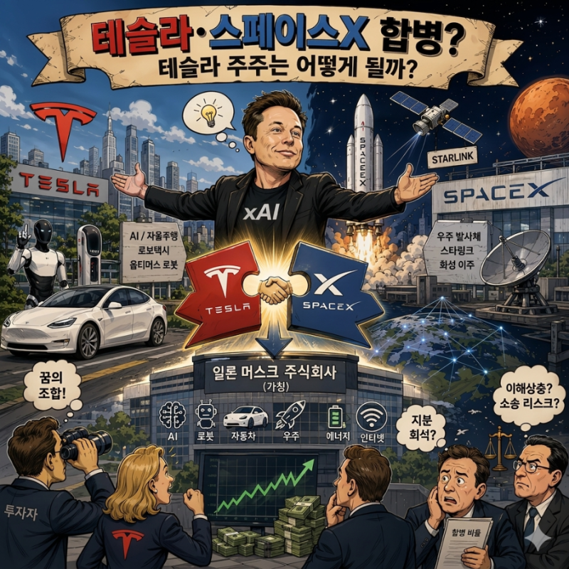 [보유주식]테슬라·스페이스X 합병 시나리오 총정리: 테슬라 주주는 어떻게 될까?(2026.06.18)
