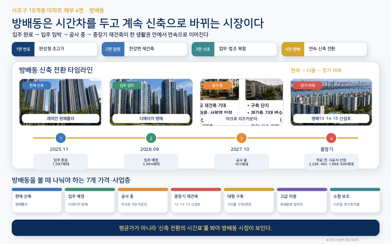 [서초구 18개동 아파트 해부 (4편) 방배동 아파트, 대규모 정비사업이 신축 주거지로 바꾼다.]