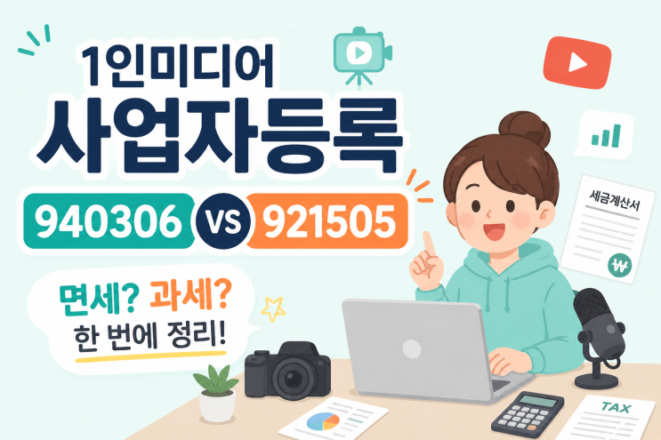  1인 미디어 사업자등록 면세사업자 940306 VS 과세사업자 921505