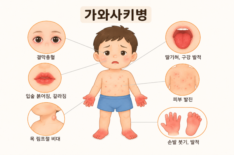 "5일 이상 열이 난다면? 눈 충혈, 딸기혀, 발진" 영유아 고열의 원인 '가와사키병'의 원인, 증....