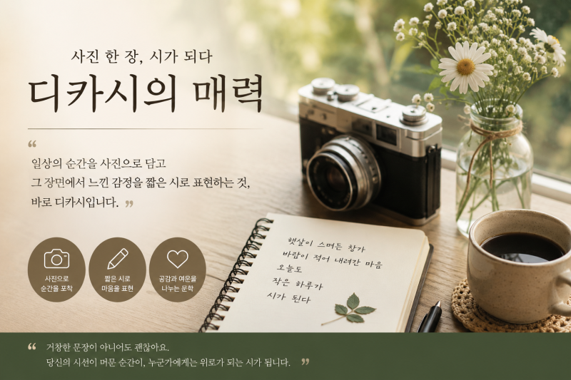 디카시란? 사진 한 장이 시가 되는 특별한 순간, 뜻부터 쓰는 법·예시까지 한 번에 알아보기