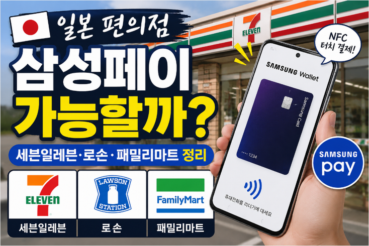 삼성페이 일본 편의점에서 가능할까? 세븐일레븐·로손·패밀리마트 사용법 정리