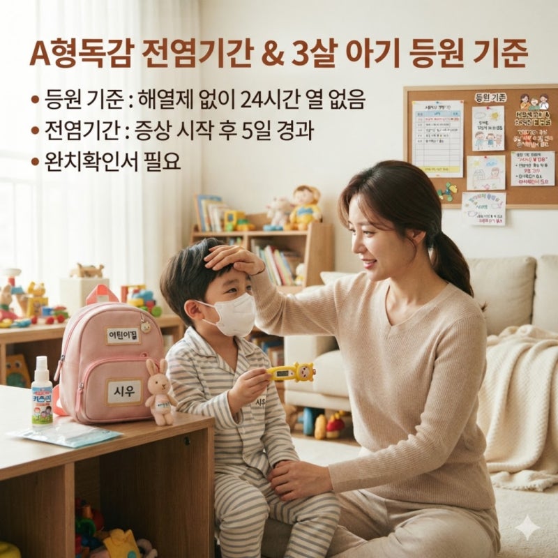 !A형독감 전염기간, 3살 아기 어린이집 언제부터 가능할까?