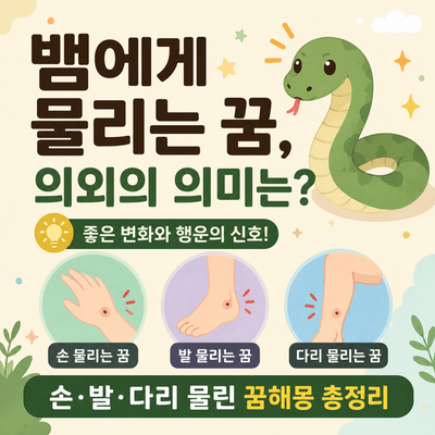 뱀에게 물리는 꿈, 의외의 의미는?｜손·발·다리 물린 꿈해몽 총정리