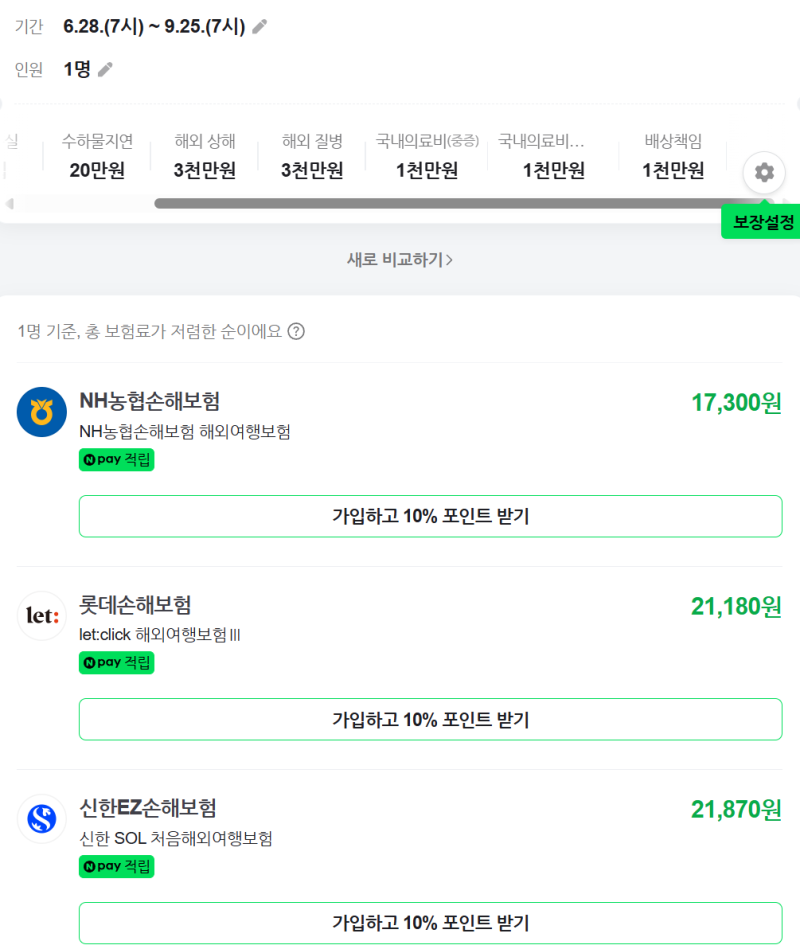 [여행자보험 비교] 마이뱅크·카카오페이·네이버(농협손해보험) 비교, 마이뱅크 할인 가입 ....