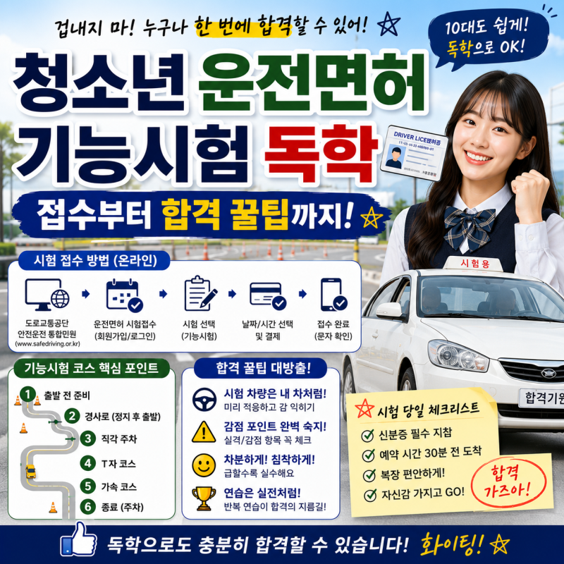 [방학 특집] "면허 따기 딱 좋은 날!" 청소년 운전면허 기능시험 독학 접수부터 합격 꿀팁까지