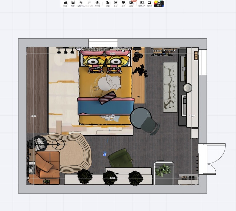 가구배치 어플 Homestyler로 꾸며본 작은방 : 좁은 원룸 인테리어에 필수!!