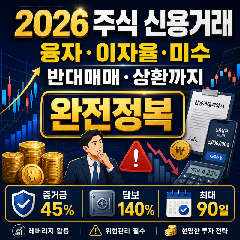 주식 신용거래 융자 방법 이자율 미수 반대매매 상환까지 2026 완전정복