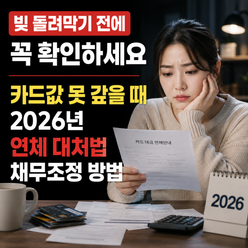 "빚 돌려막기 전에 꼭 확인하세요" 카드값 못 갚을 때 2026년 연체 대처법과 채무조정 방법