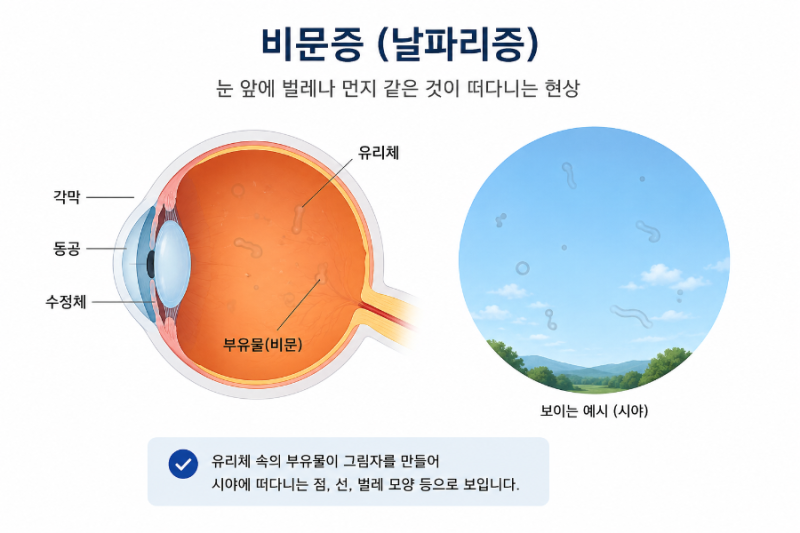"검은 점이 자꾸 보인다면? 눈앞에 날파리가 떠다닌다면?" 갑자기 늘어난 '비문증'의 원인, 증....
