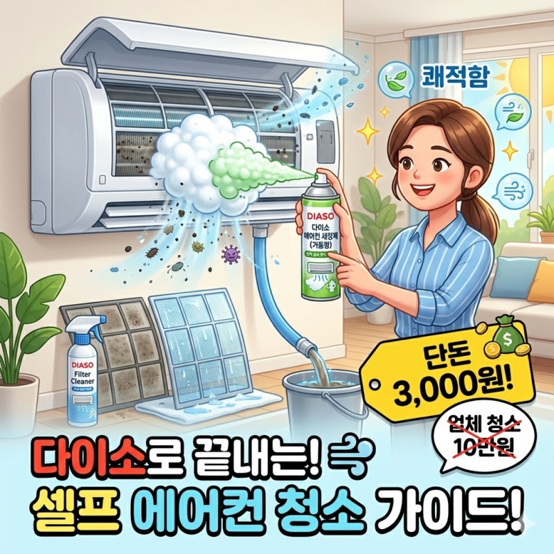 다이소에어컨세정제 종류,사용법,효과 총정리 (ft. 주의사항까지)
