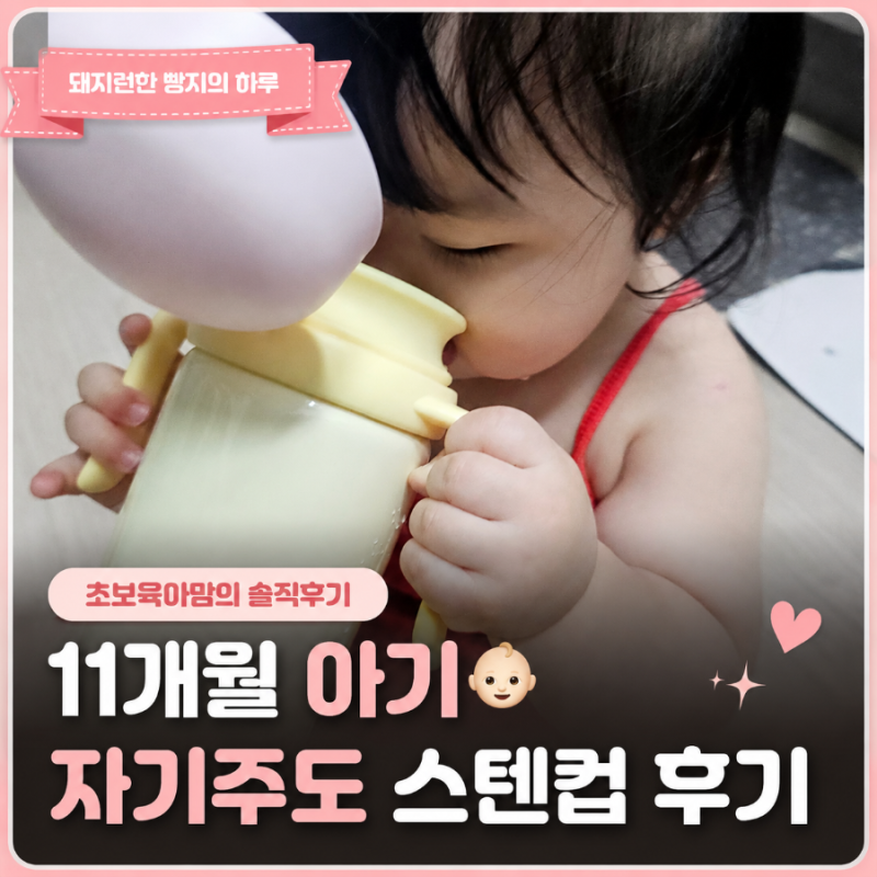 11개월 아기 자기주도컵 추천! 주니 자기주도 스텐컵 2세대 솔직후기, 빨대컵 졸업 성공