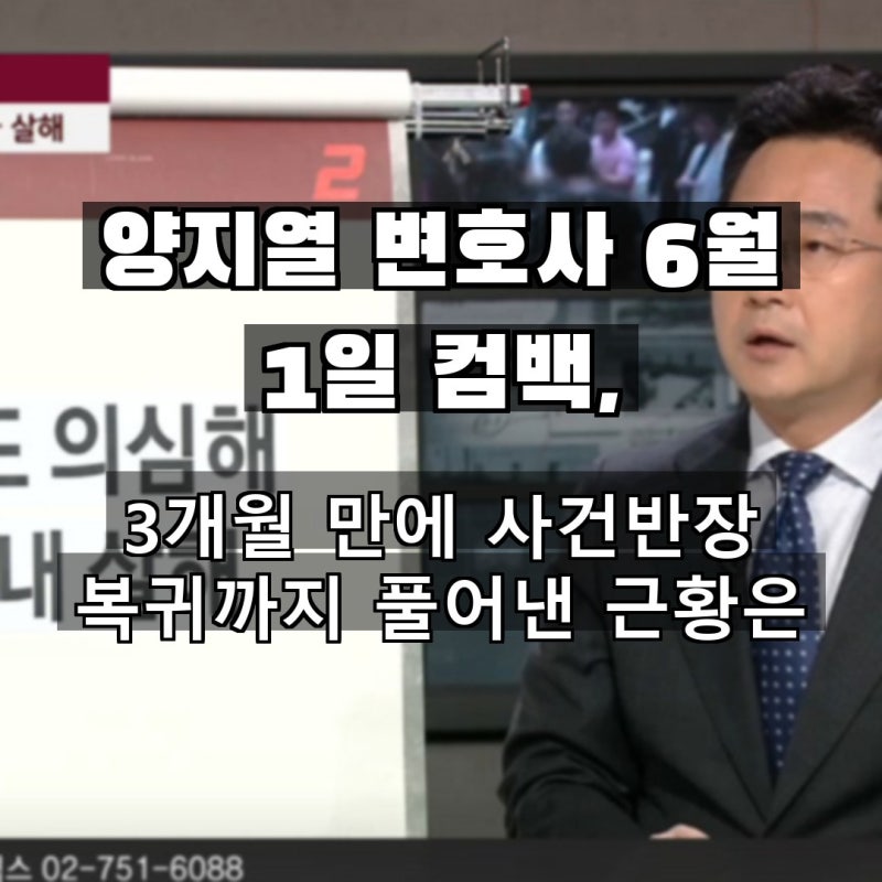 양지열 변호사 6월 1일 컴백, 3개월 만에 사건반장 복귀까지 풀어낸 근황은