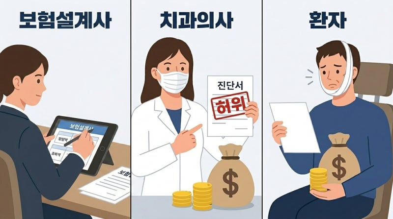 설계사·치과·환자가 얽힌 20억 보험사기,‘누가 어떤 죄’로 처벌될까?