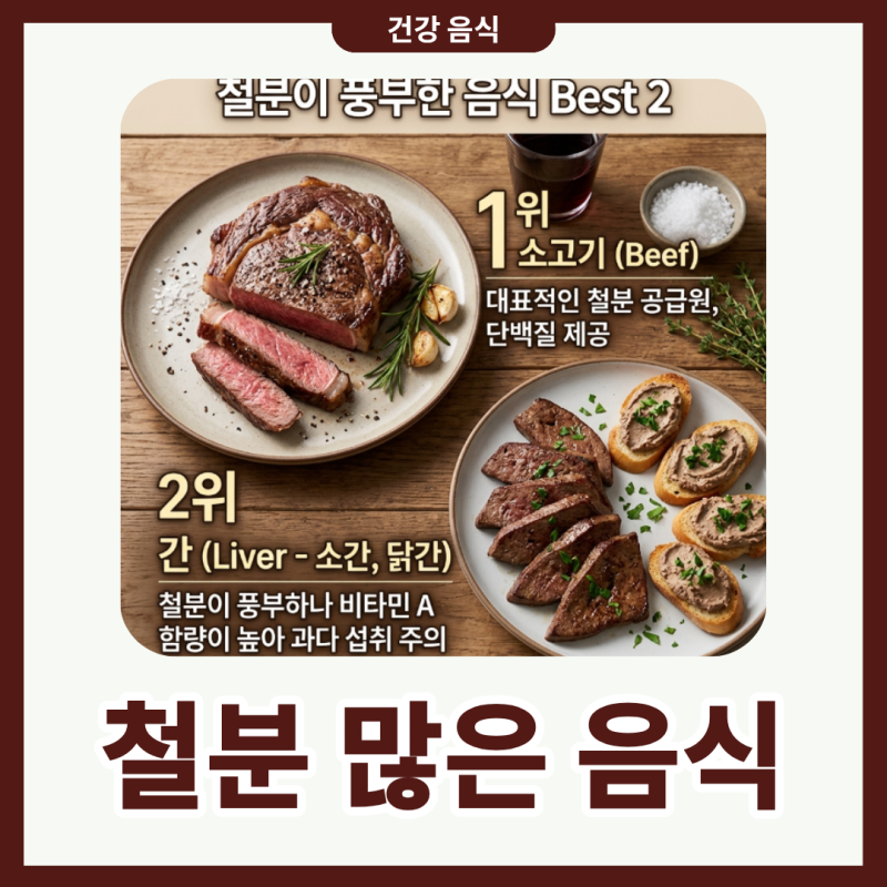 빈혈에 좋은 음식 철분 많은 음식 순위 총 정리