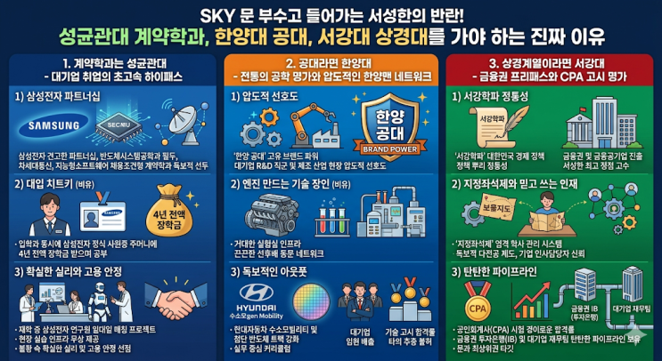  SKY 문 부수고 들어가는 서성한의 반란! 계약학과는 성균관대, 공대는 한양대, 상경대는 서강대를 가야 하는 진짜 이유