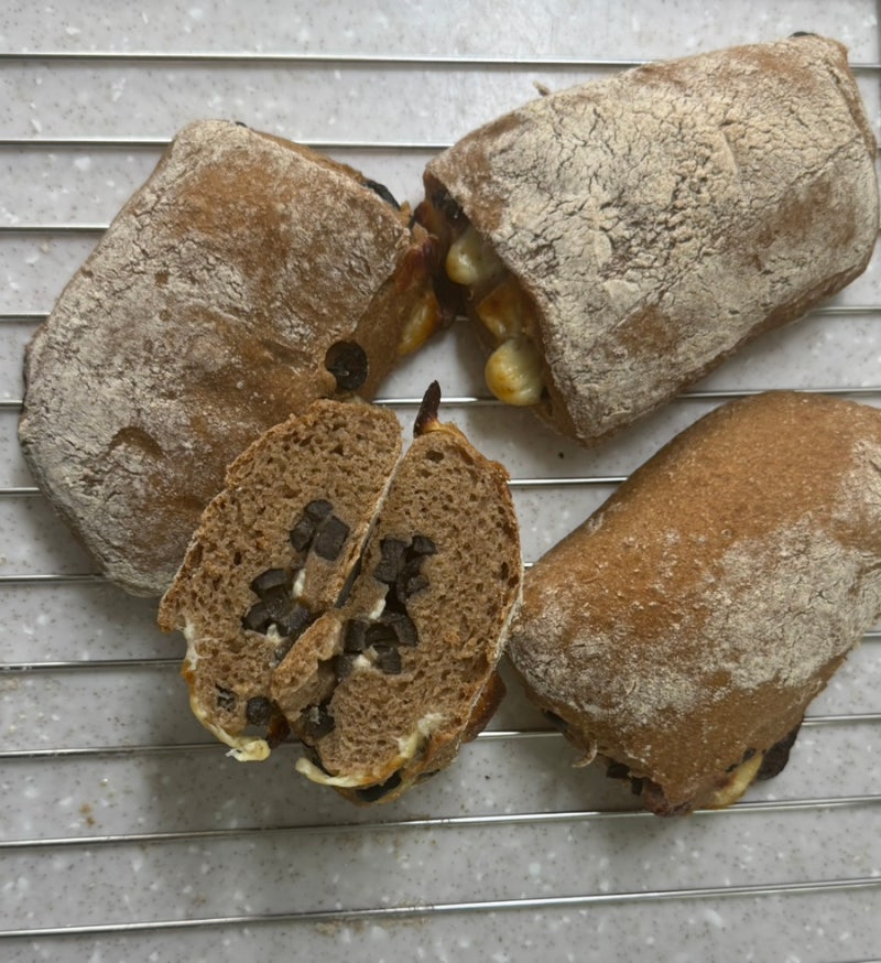 통밀 치아바타 만들기 주걱 하나로 만드는 통밀 100% 빵