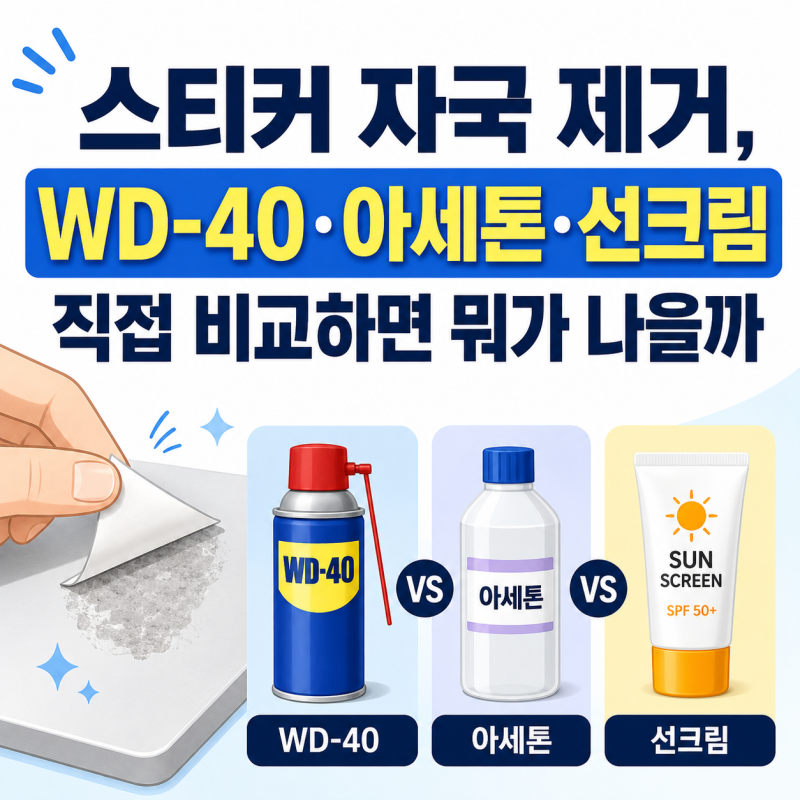 스티커 자국 제거, WD-40·아세톤·선크림 직접 비교하면 뭐가 나을까