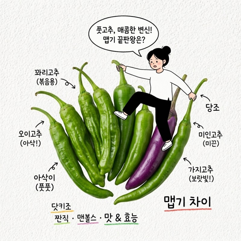 꽈리고추 아삭이 당조 미인 가지고추 맵기 맛 효능