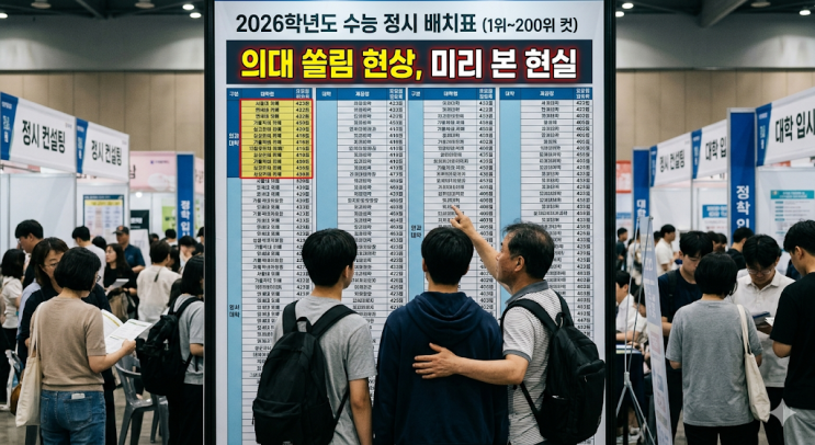  2026학년도 수능 정시 배치표 1위~200위 컷, 쌍둥이 아빠가 미리 본 의대 쏠림 현실