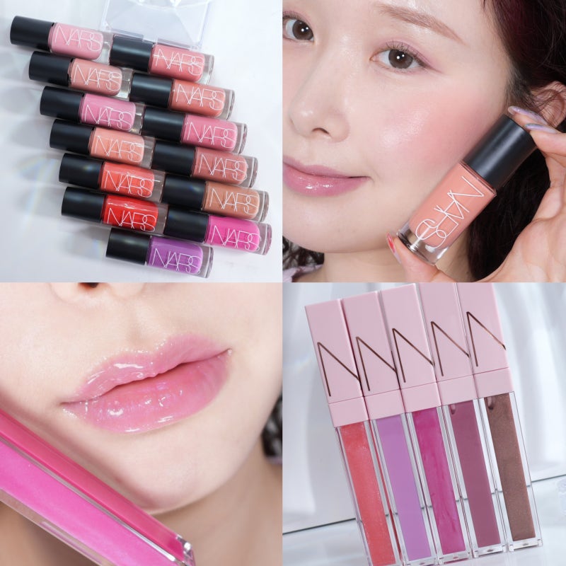 나스 인세이셔블 리퀴드 블러쉬 & 에프터글로우 립샤인 전색상 발색