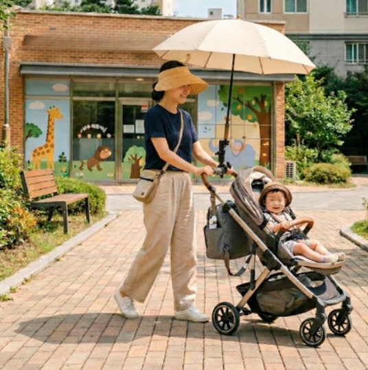 장마철 대비 유모차 우산거치대, 유모차 레인커버, 엄마 레인코트, 유모차 우산 추천